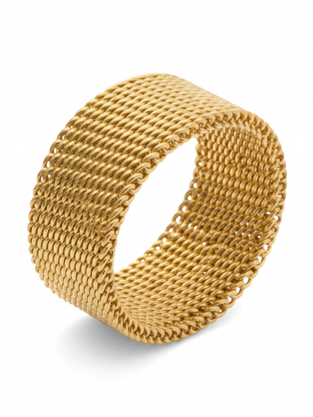 18K Gold Plated 8mm Wide Mesh Finger Ring
