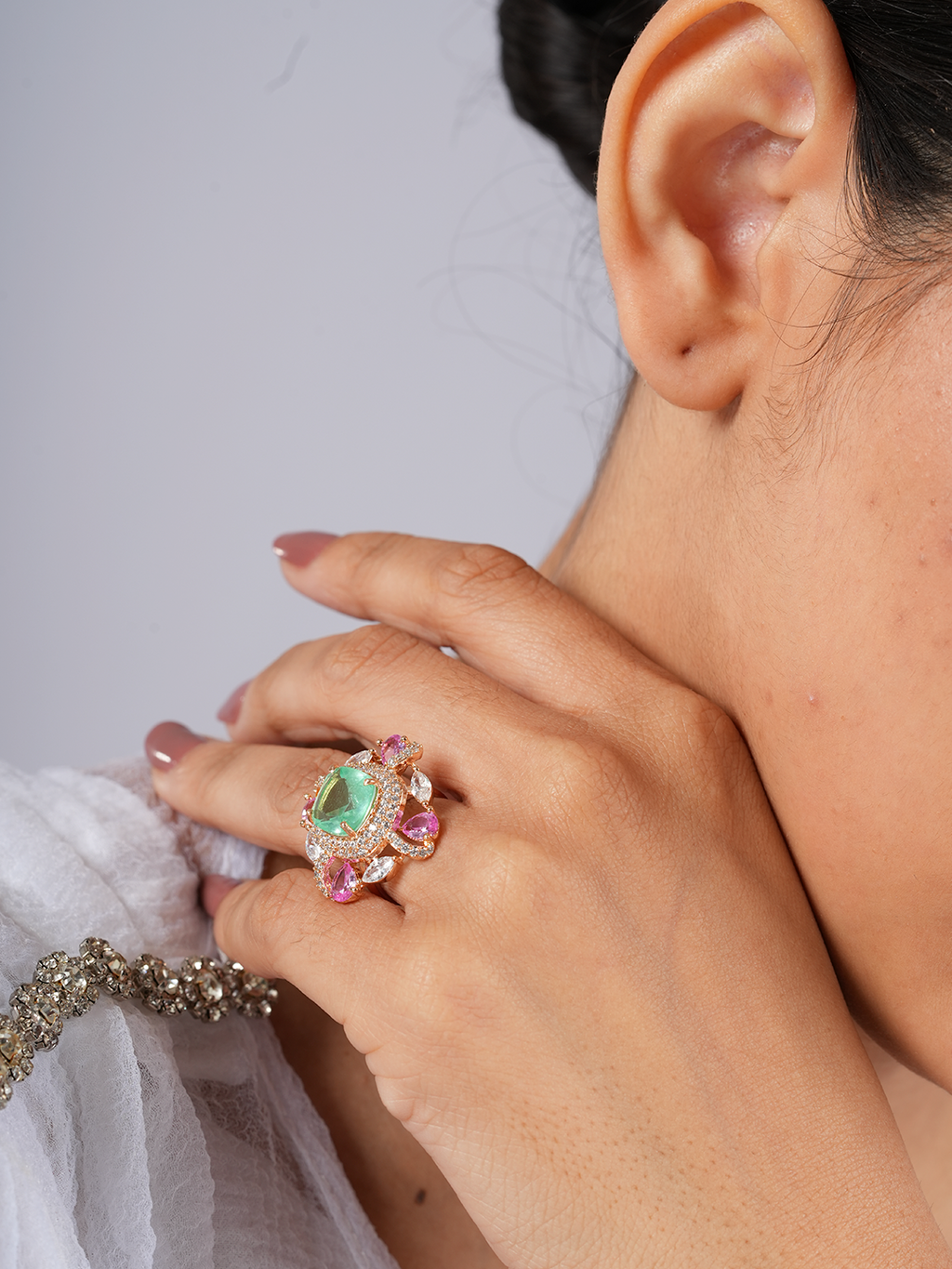 Square Pink Mint Ring