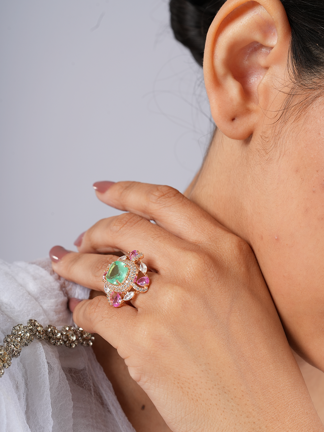 Square Pink Mint Ring