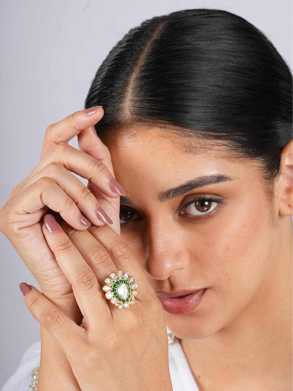 Green Kundan Ring