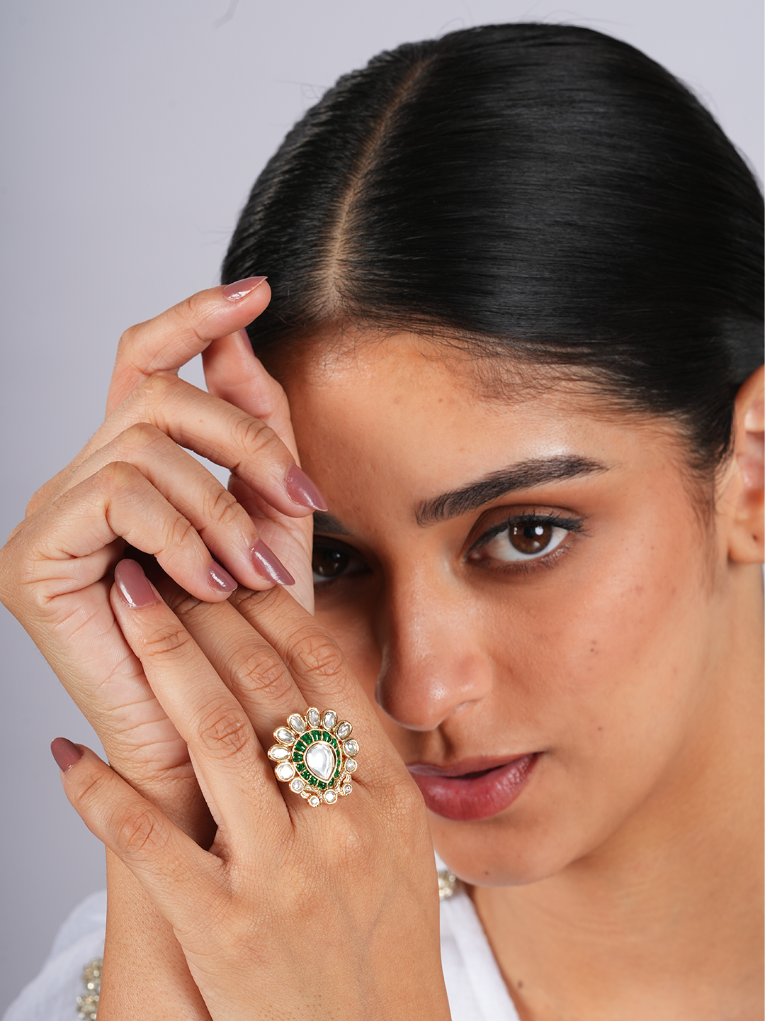 Green Kundan Ring