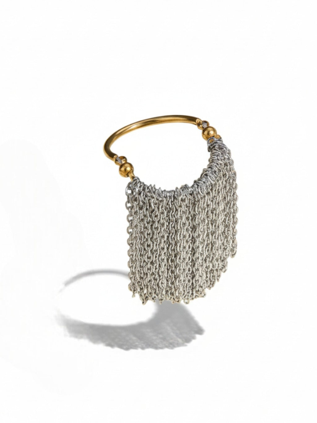 Gold and Silver Color Block Fringe Ring