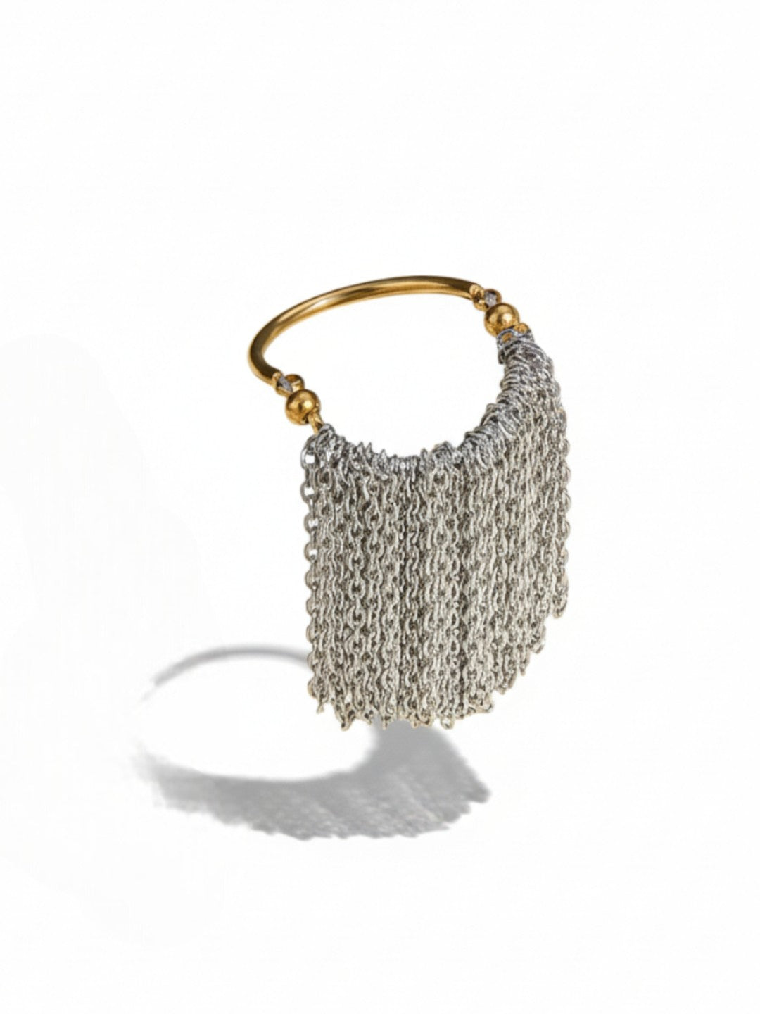 Gold and Silver Color Block Fringe Ring