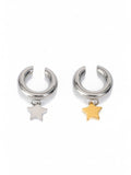 Two Tone Star Clip Earrings