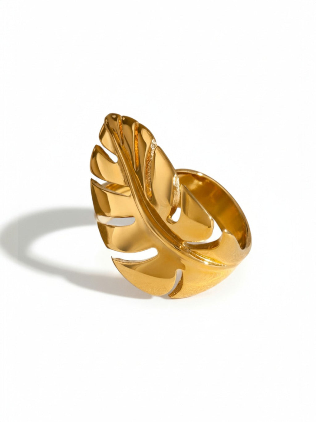 Leaf Feather Smooth Surface Ring