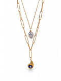 Statement Layered Blue White Flower Ceramic Necklace