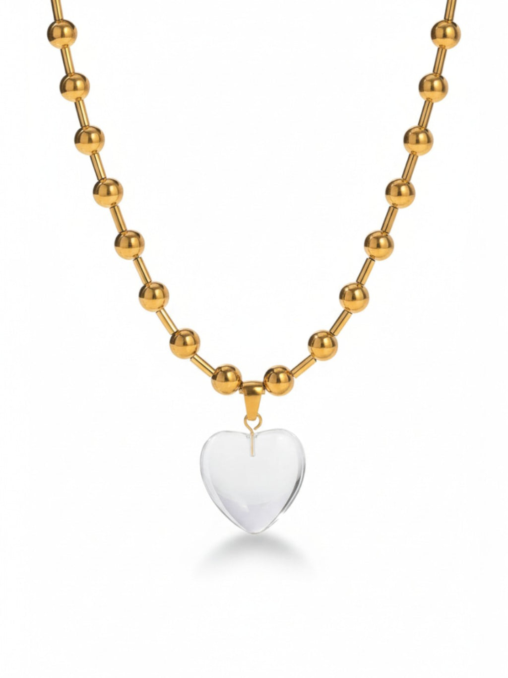 Transparent Glass Heart Pendant Necklace