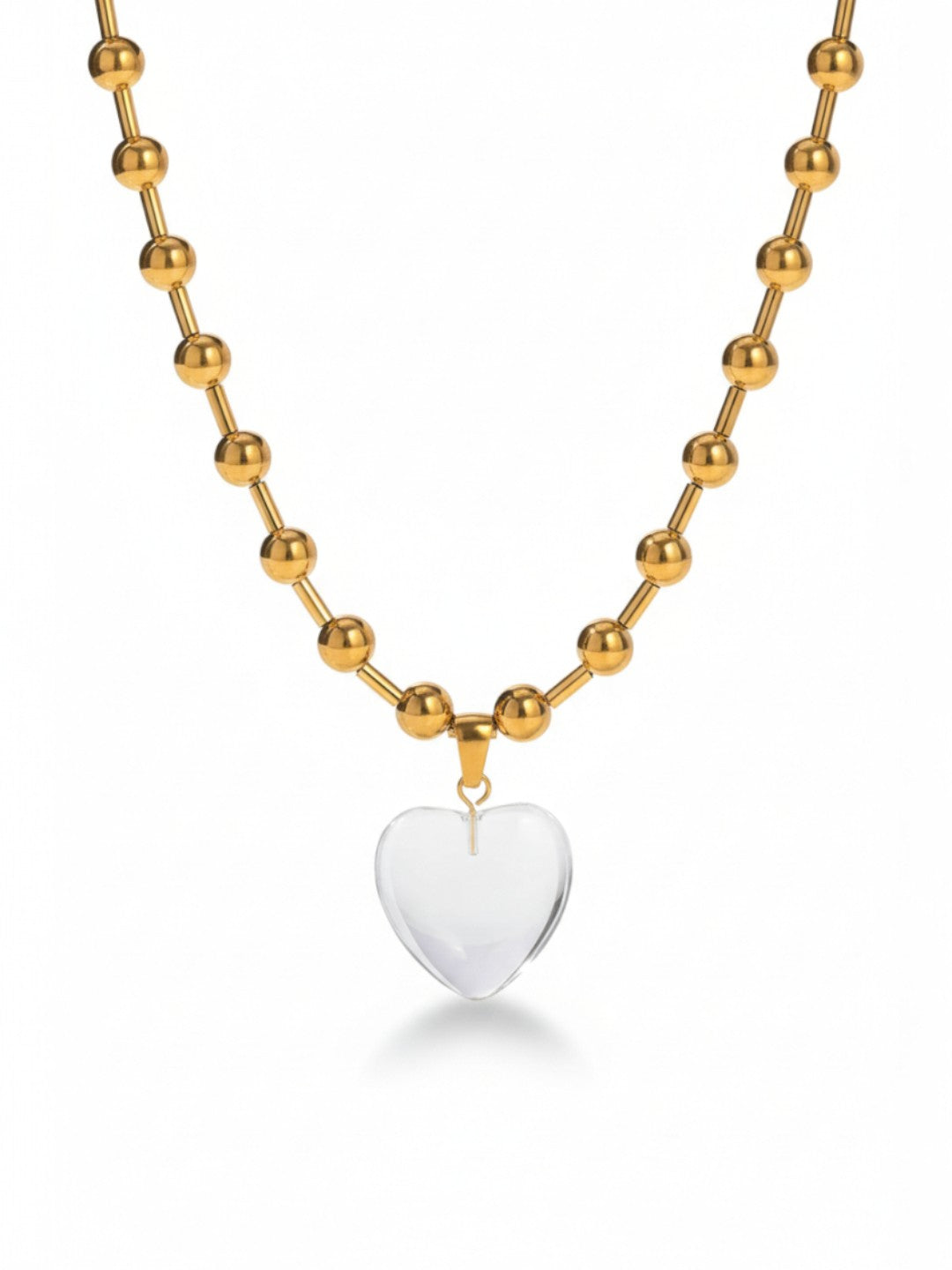 Transparent Glass Heart Pendant Necklace