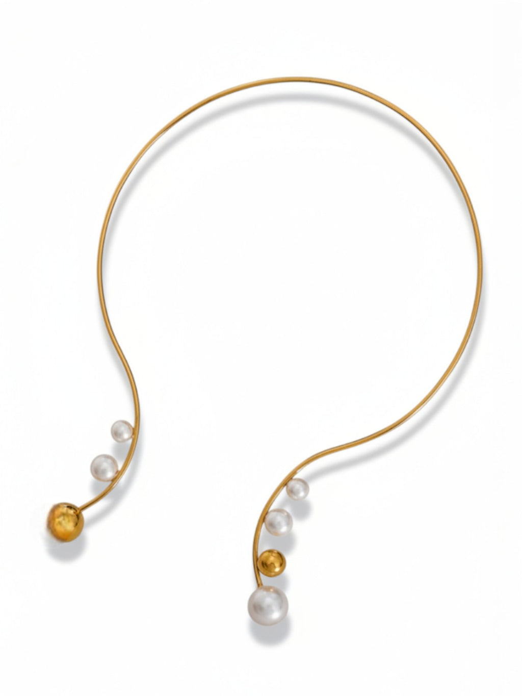 Pearl Torques Golden Stainless Steel Open Choker