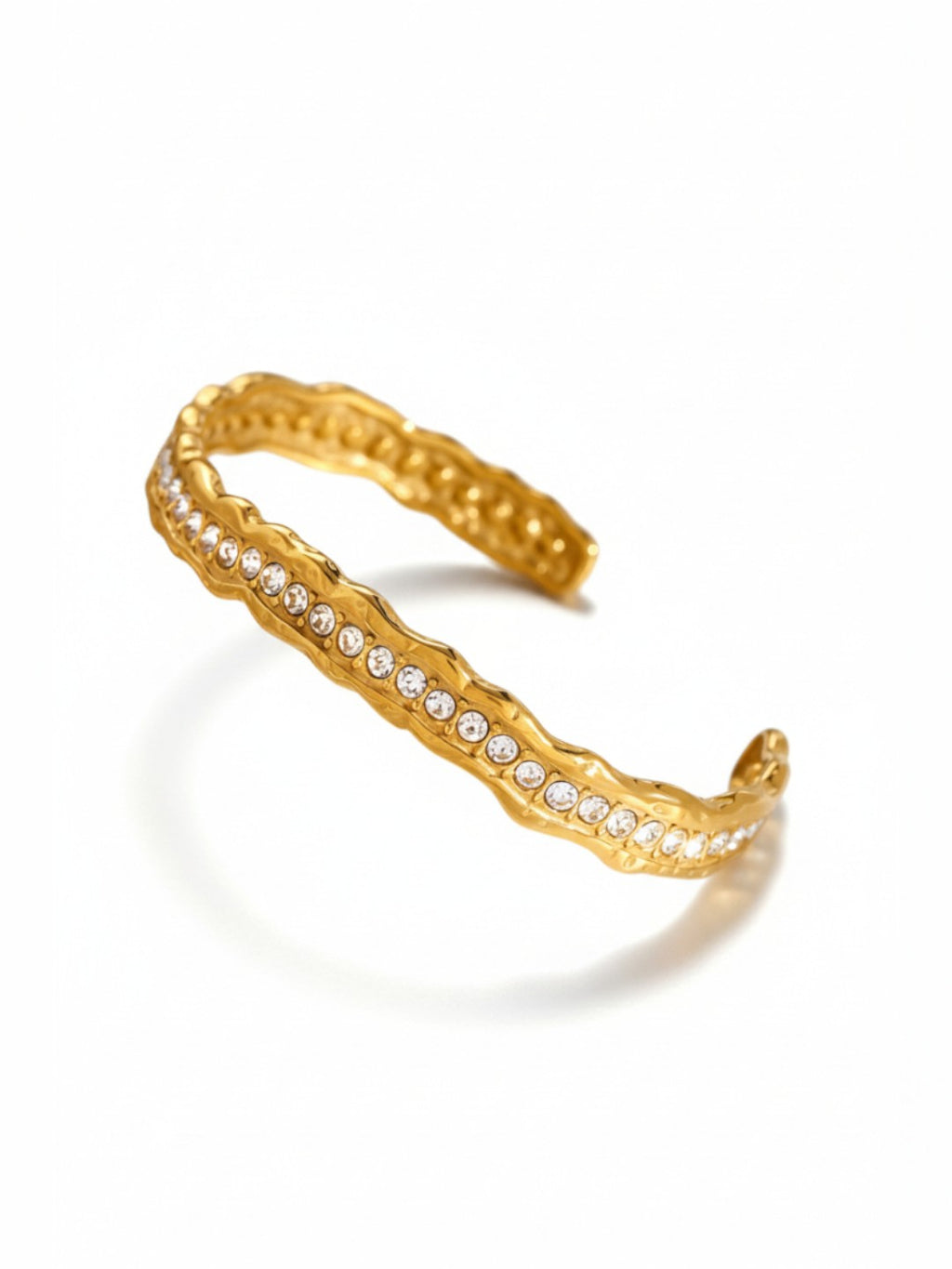 Wave Design with Inlay Rhinestone Opening Bangle