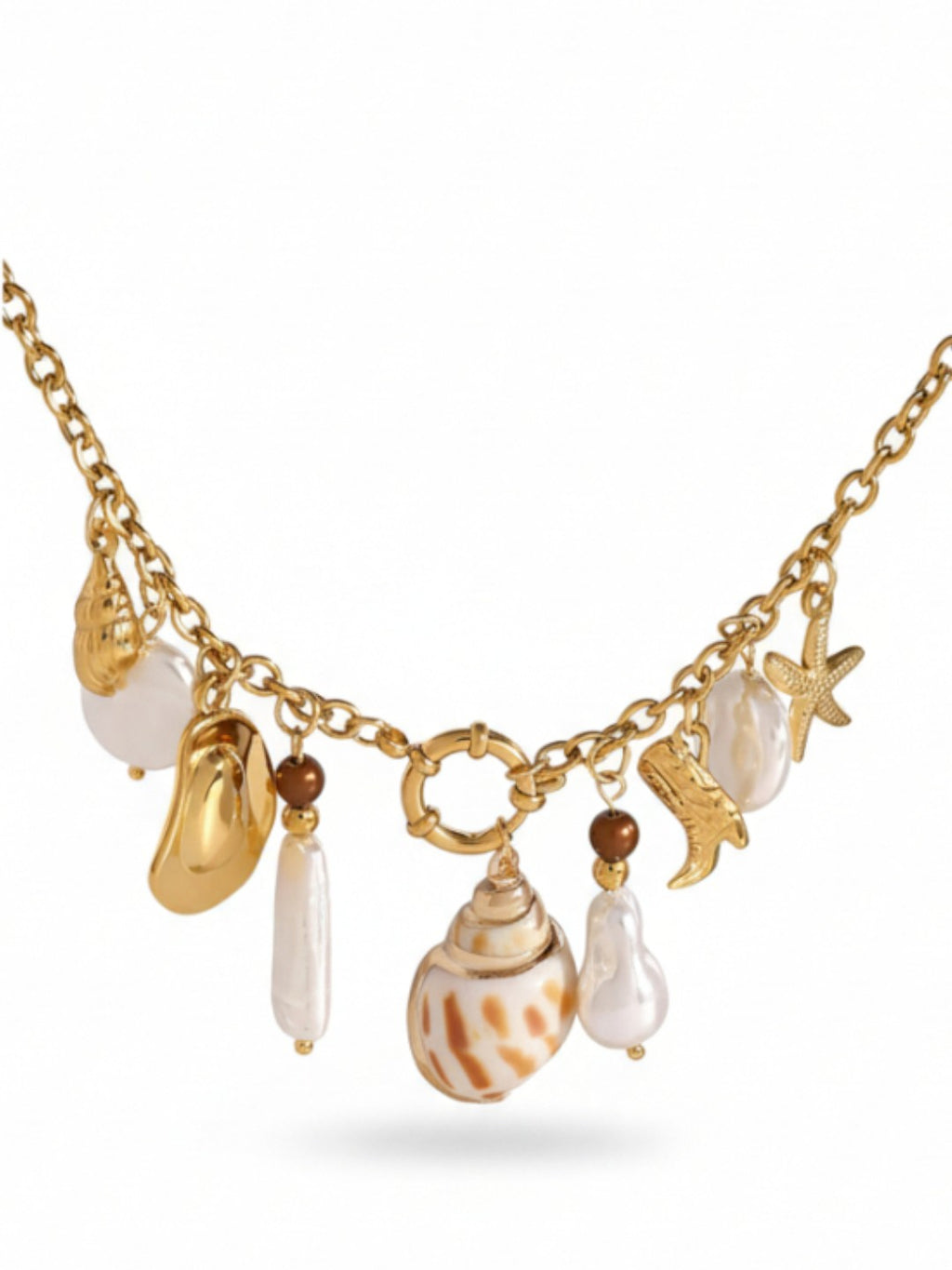18K PVD Gold Plating Stainless Steel Coral Starfish Ocean Necklace