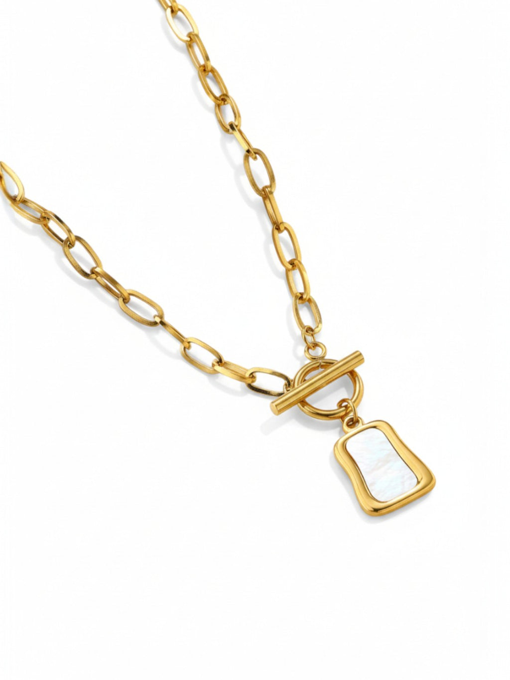 White Shell Square Pendant Necklace