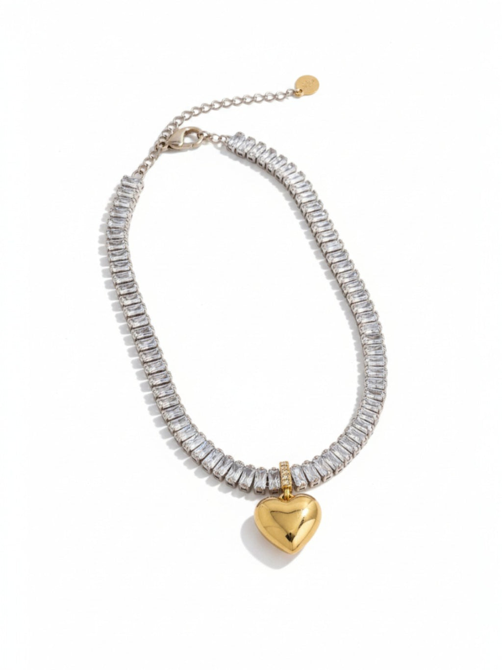 Mossanite Chain Heart Pendant Necklace