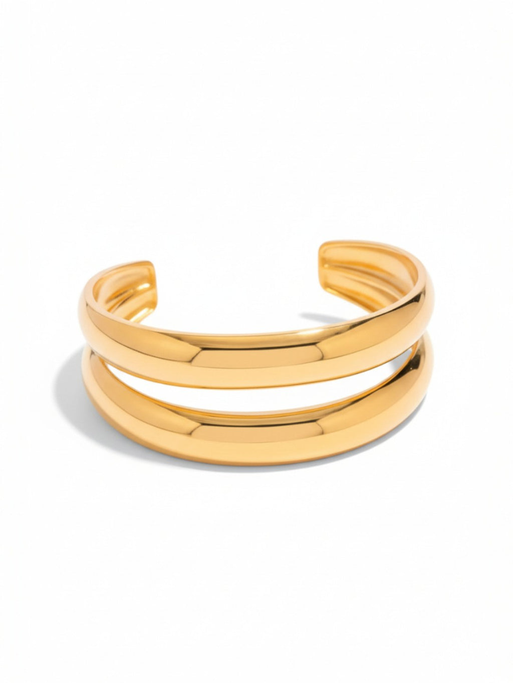 Chic 18K Gold Plated Double Layer Glossy Adjustable Cuff Bracelet