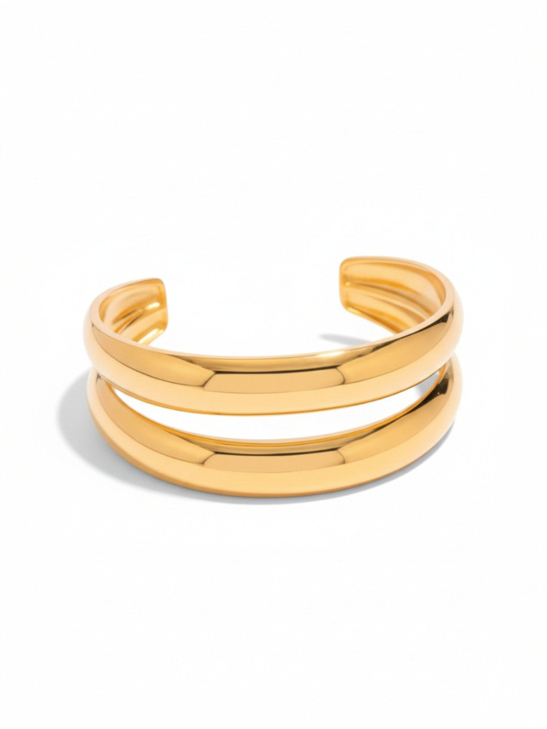 Chic 18K Gold Plated Double Layer Glossy Adjustable Cuff Bracelet