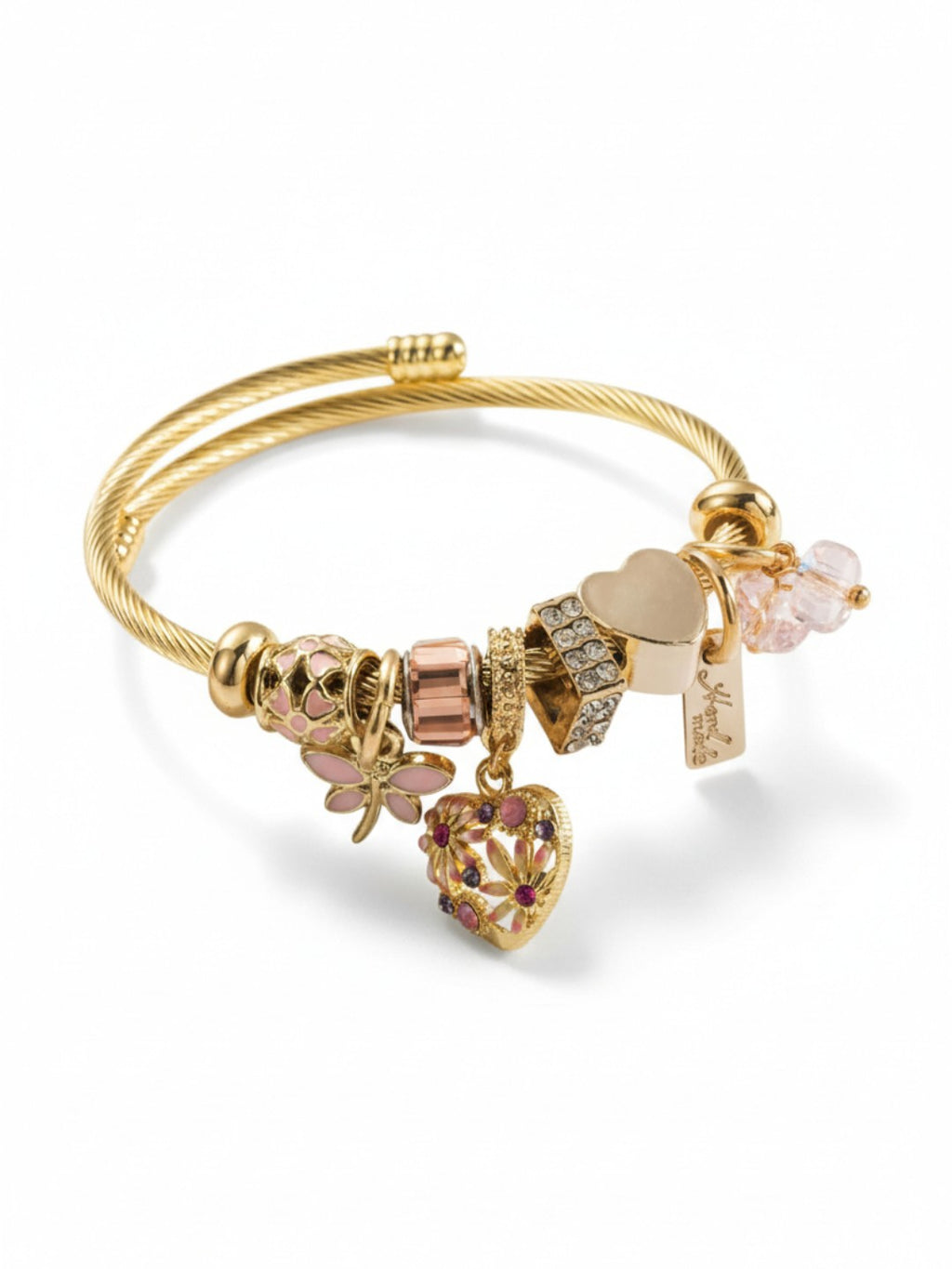 Love Diamond Pendant Open Adjustable Bracelet