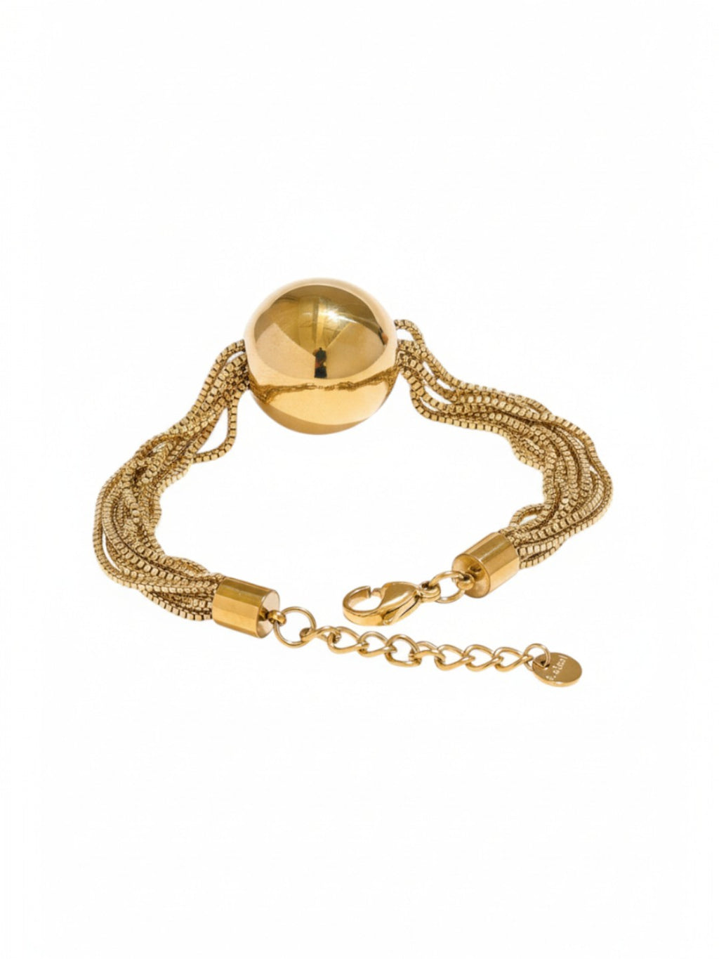 Multi Layered Chain Big Round Bead Bracelet