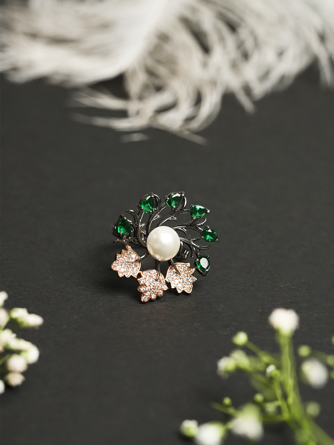 Green Black Polish Ring