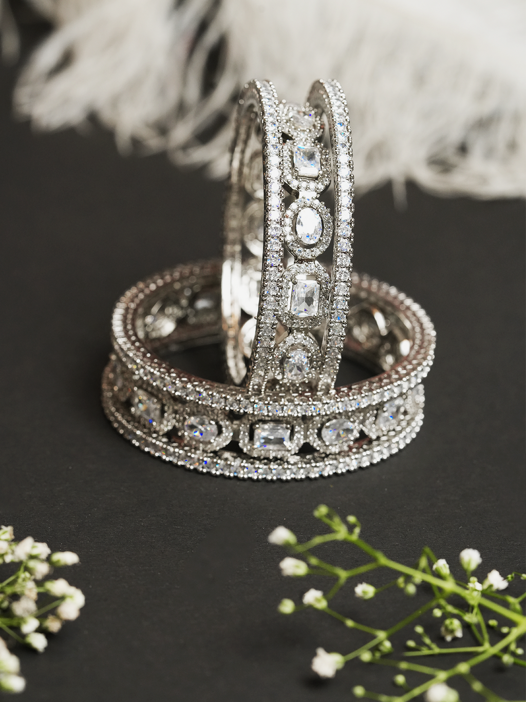 Designer AD Silver Bangles