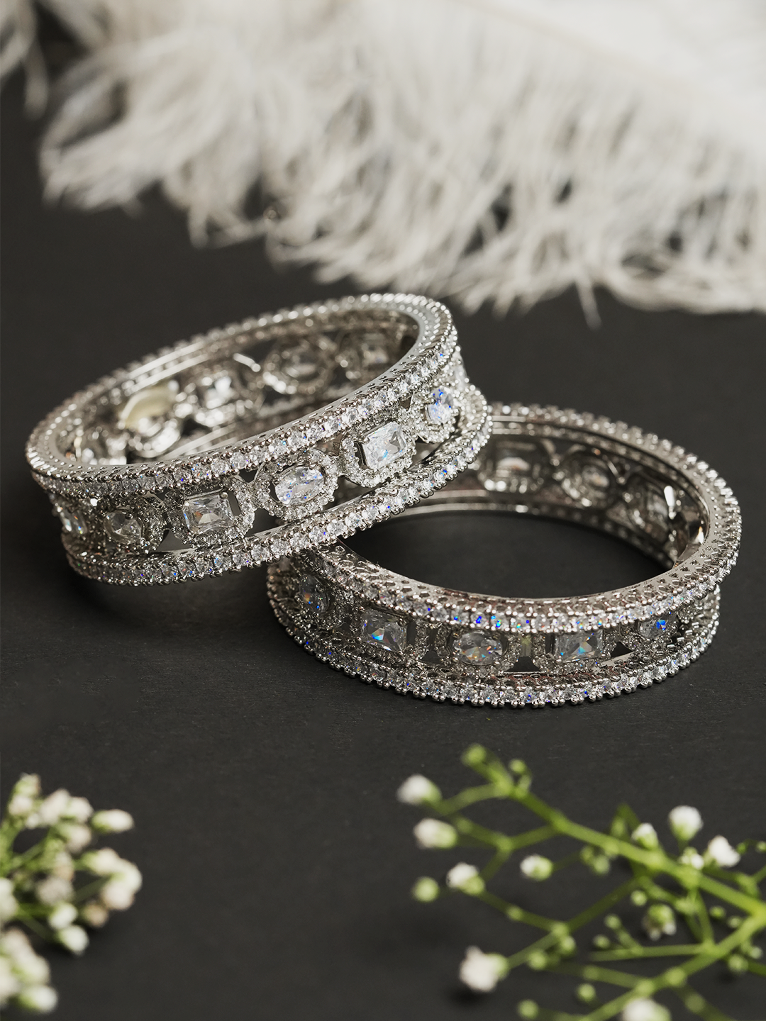 Designer AD Silver Bangles
