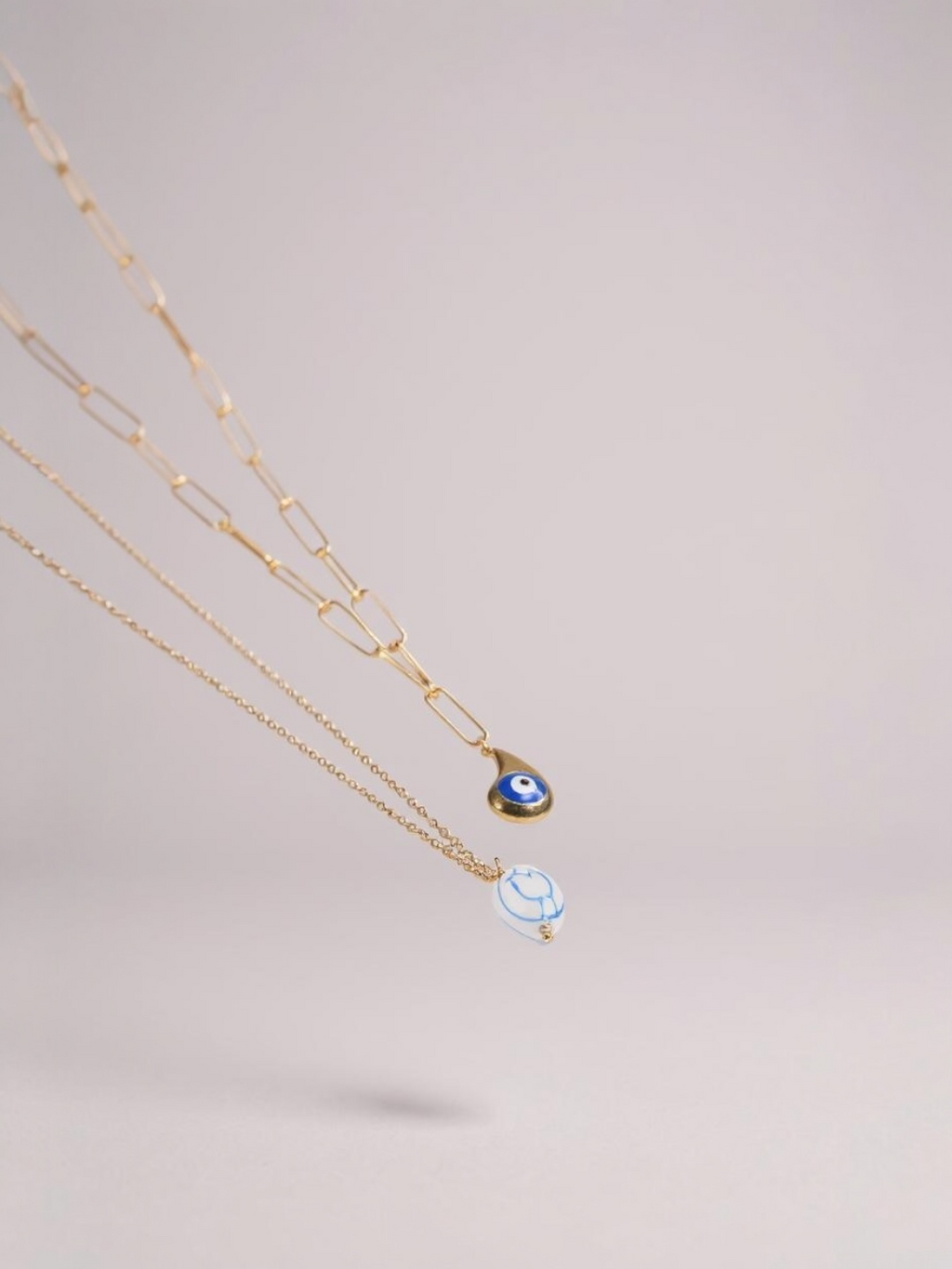 Statement Layered Blue White Flower Ceramic Necklace