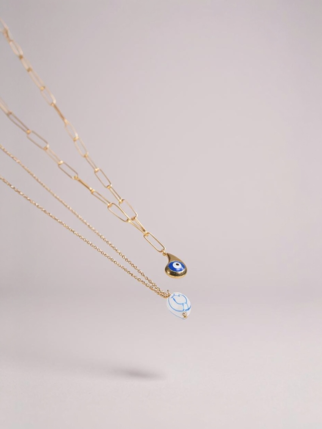 Statement Layered Blue White Flower Ceramic Necklace