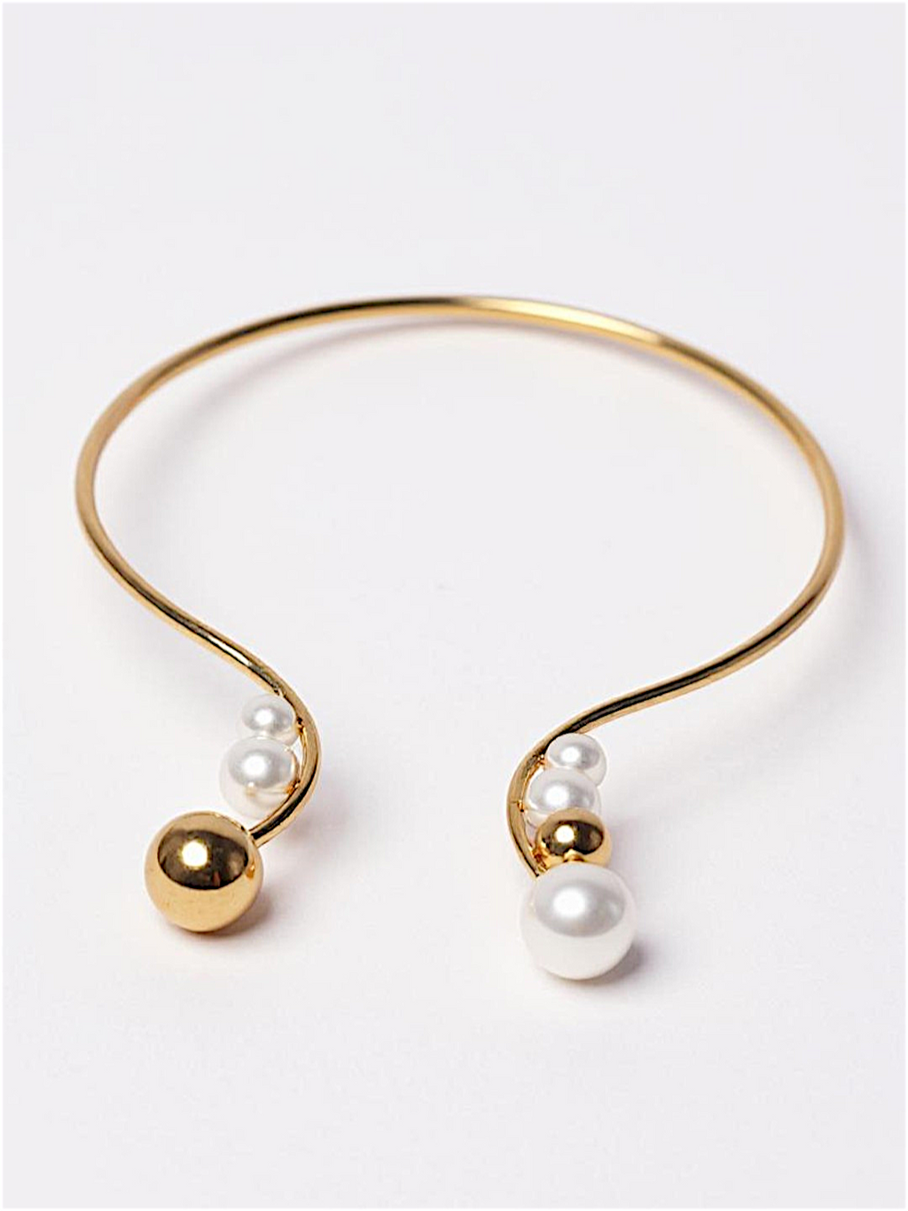 Pearl Torques Golden Stainless Steel Open Choker