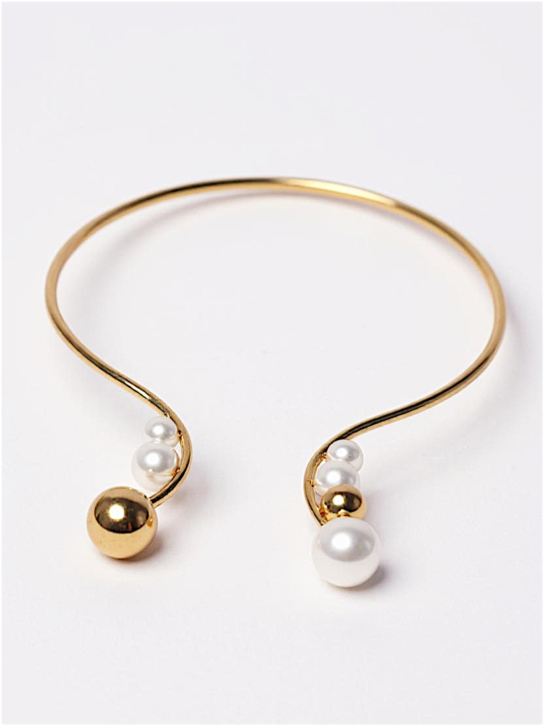 Pearl Torques Golden Stainless Steel Open Choker