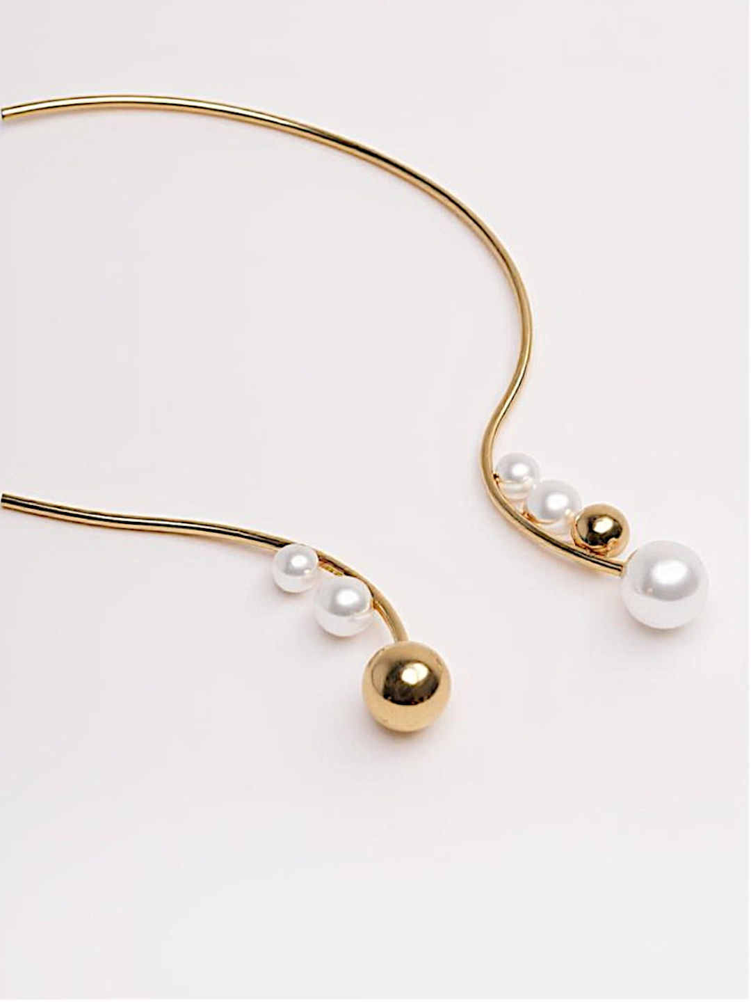 Pearl Torques Golden Stainless Steel Open Choker