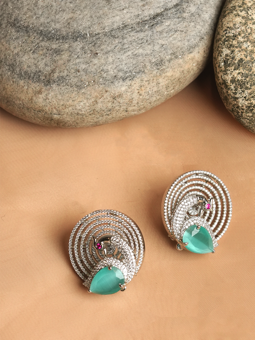 Peacock Shape AD Earrings