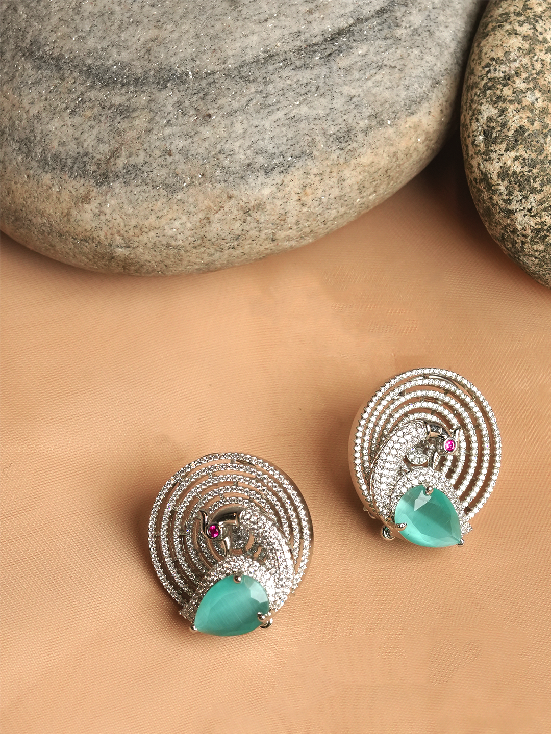 Peacock Shape AD Earrings