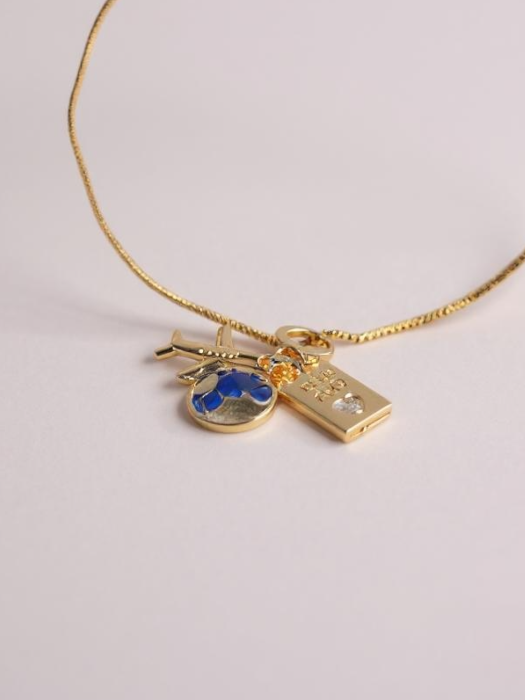Plane Passport Globe Vacation Necklace
