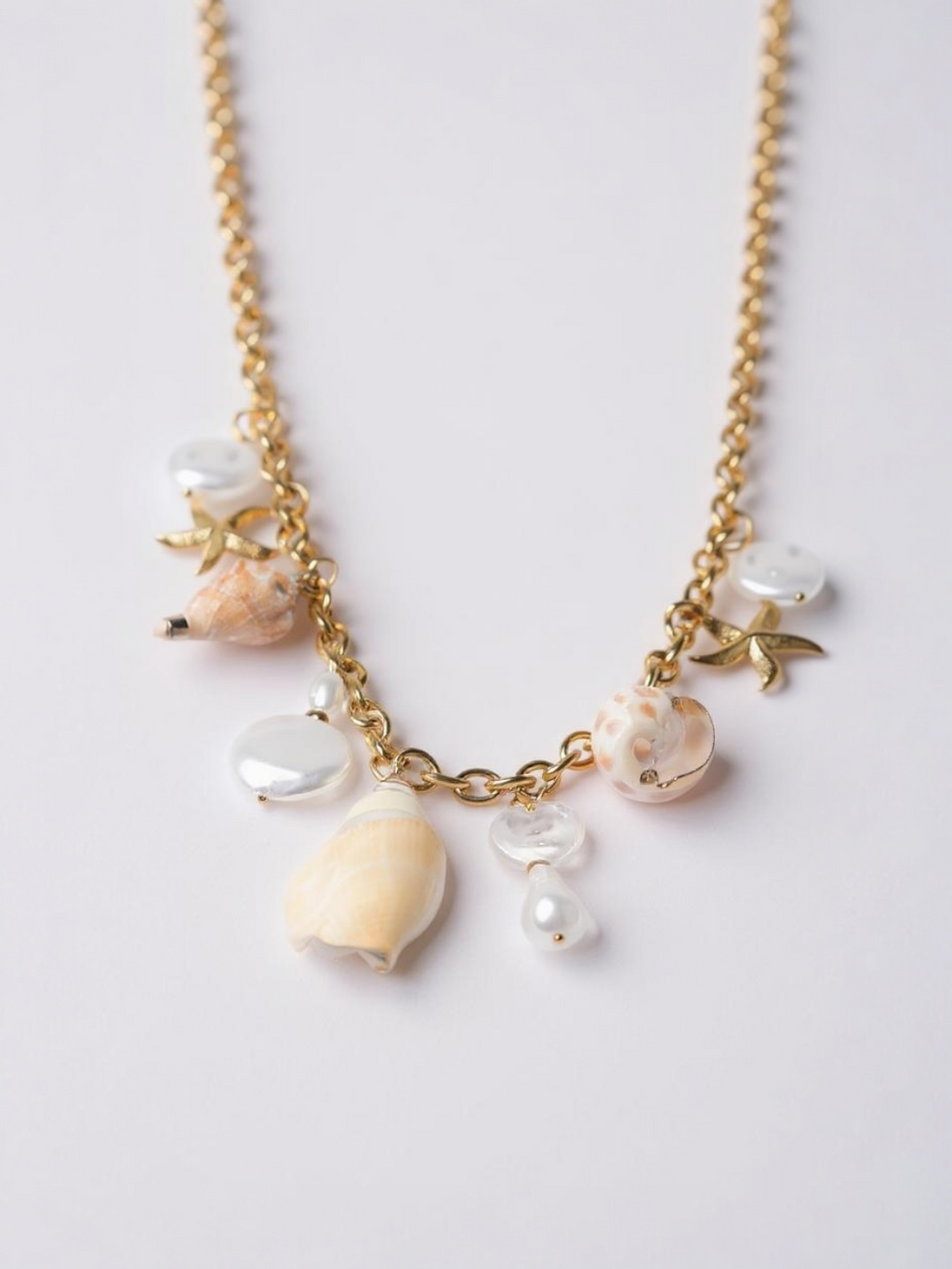 18K PVD Gold Plating Stainless Steel Coral Starfish Ocean Necklace