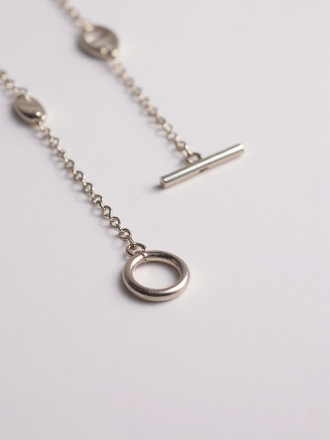Pig Nose Charm Silver Long Chain