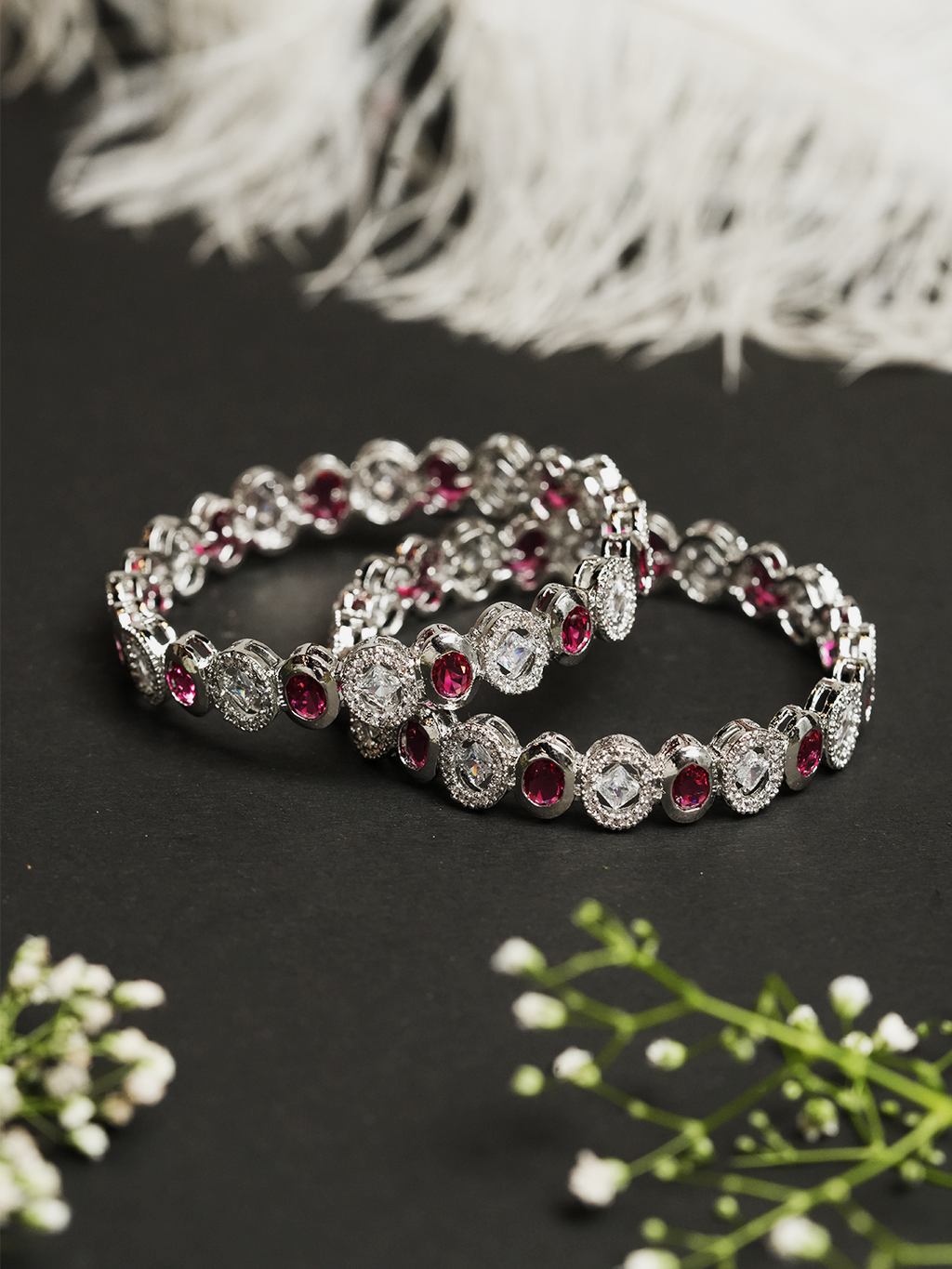 Pink Stone AD Bangles