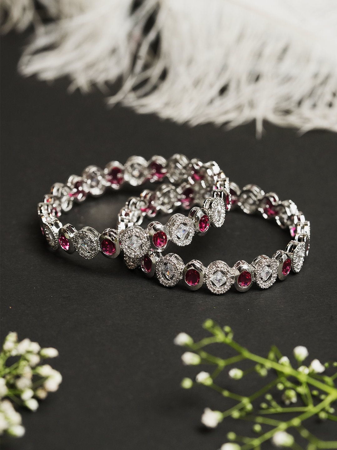 Pink Stone AD Bangles