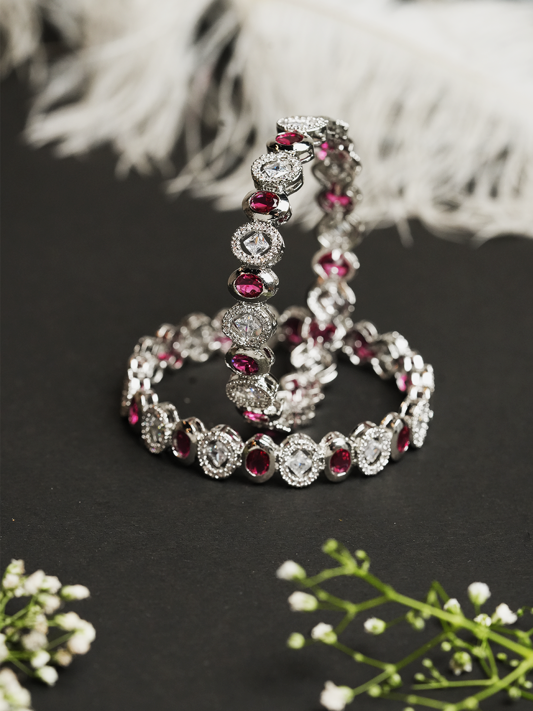 Pink Stone AD Bangles