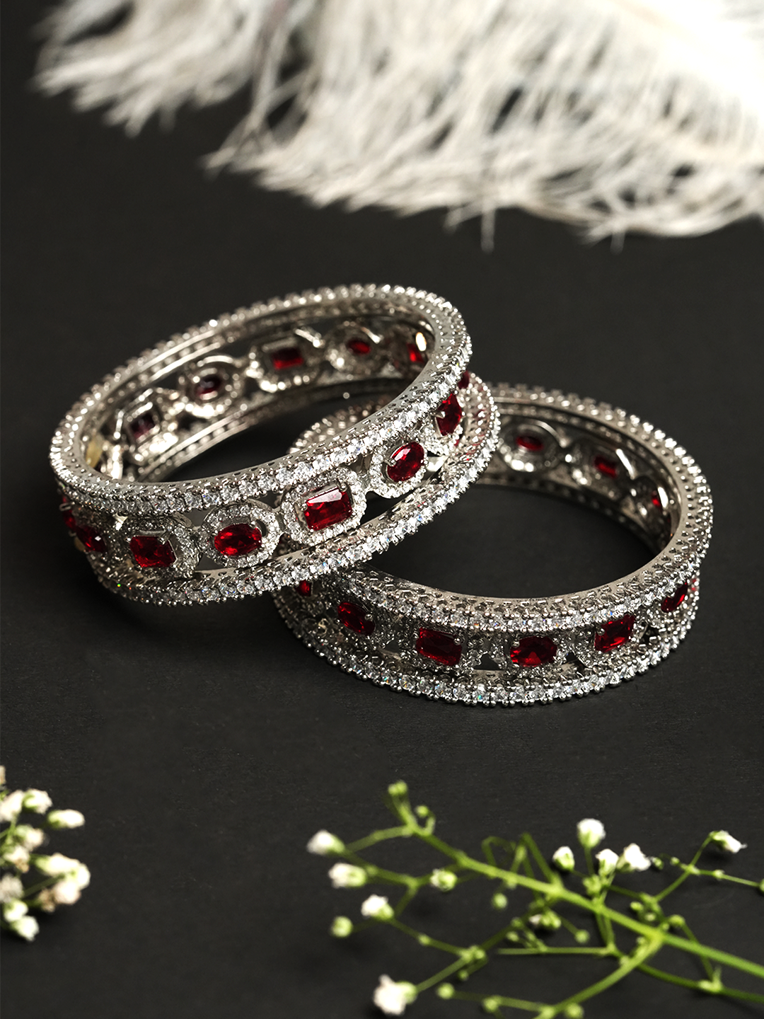 Designer AD Red Colored Bangles