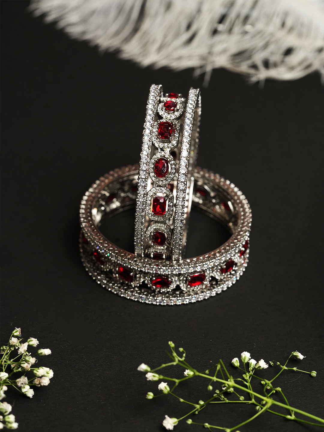 Designer AD Red Colored Bangles