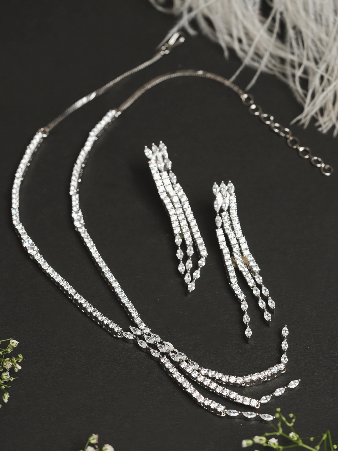 Sleek Designer Silver AD Necklace