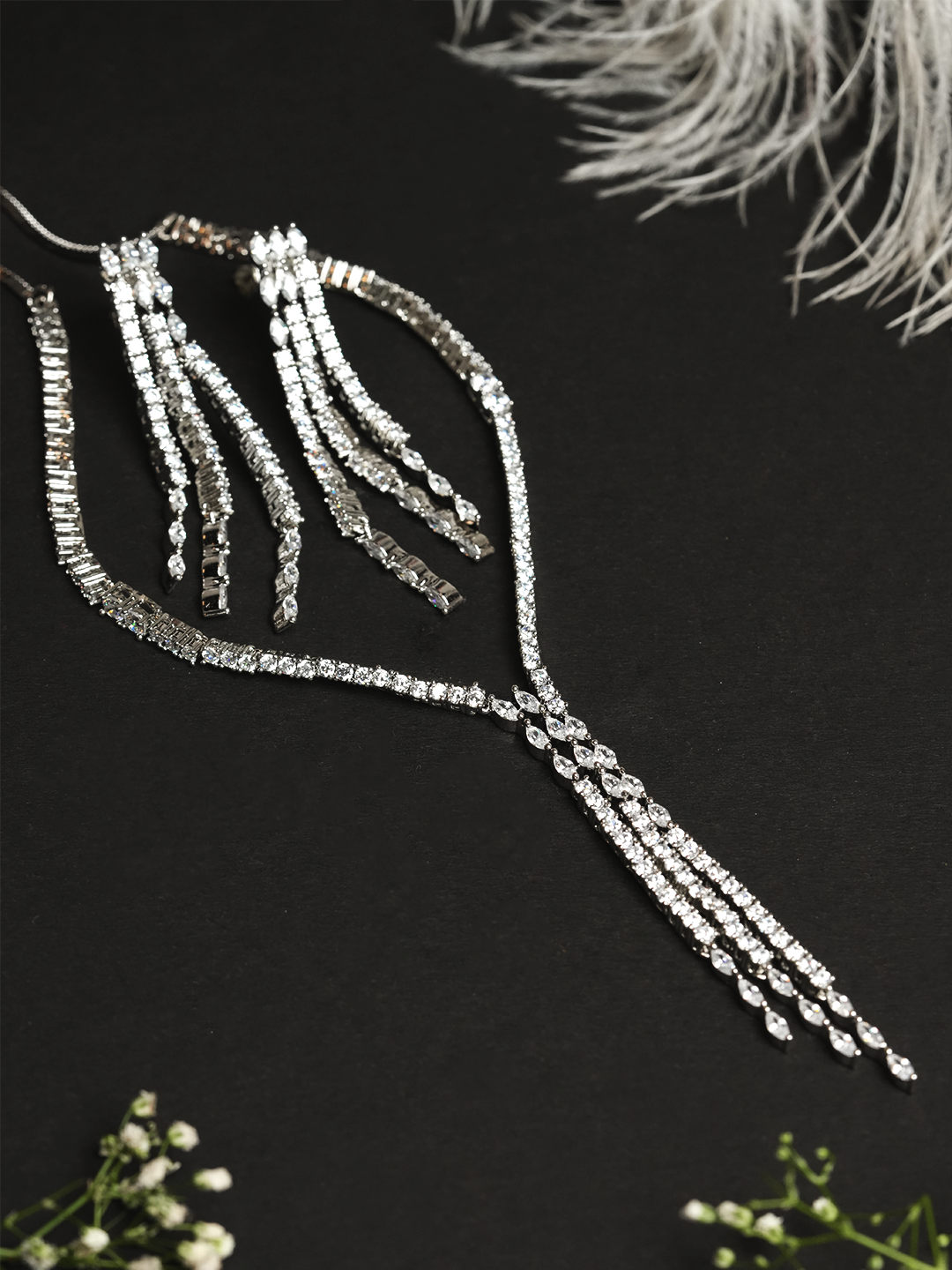 Sleek Designer Silver AD Necklace