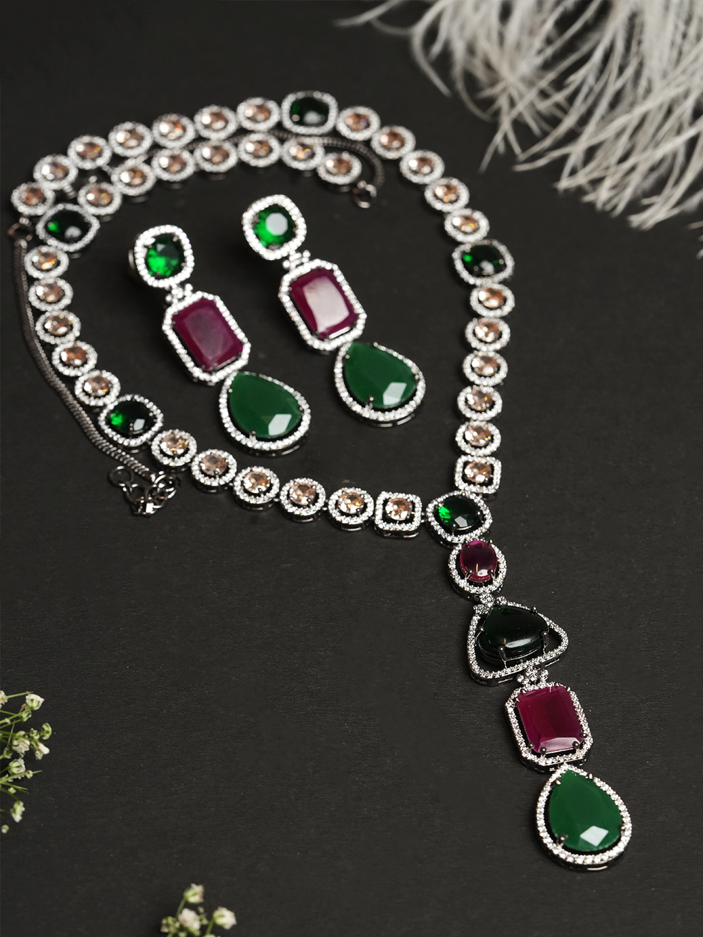 Long Designer Black Polish Necklace