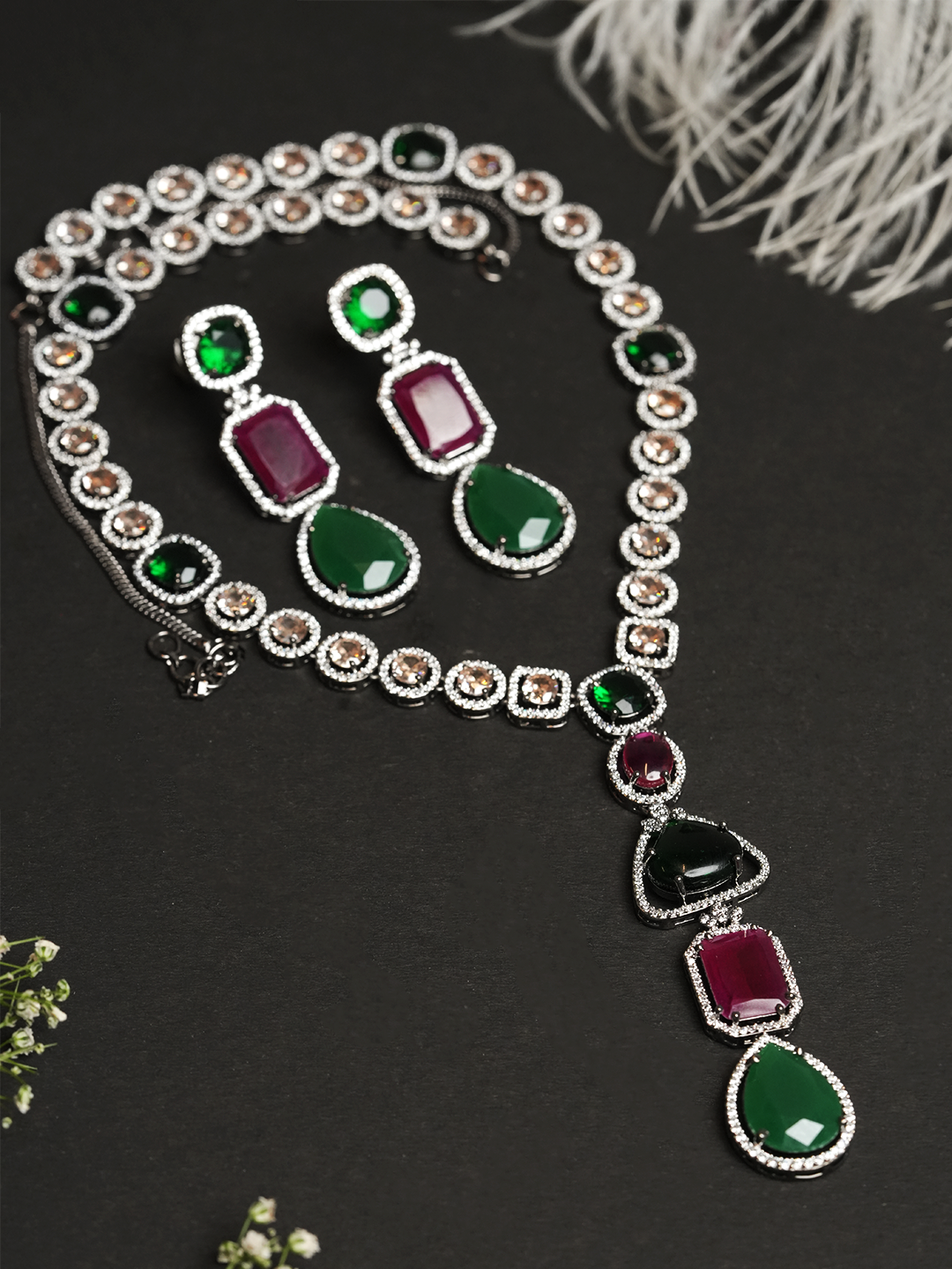 Long Designer Black Polish Necklace
