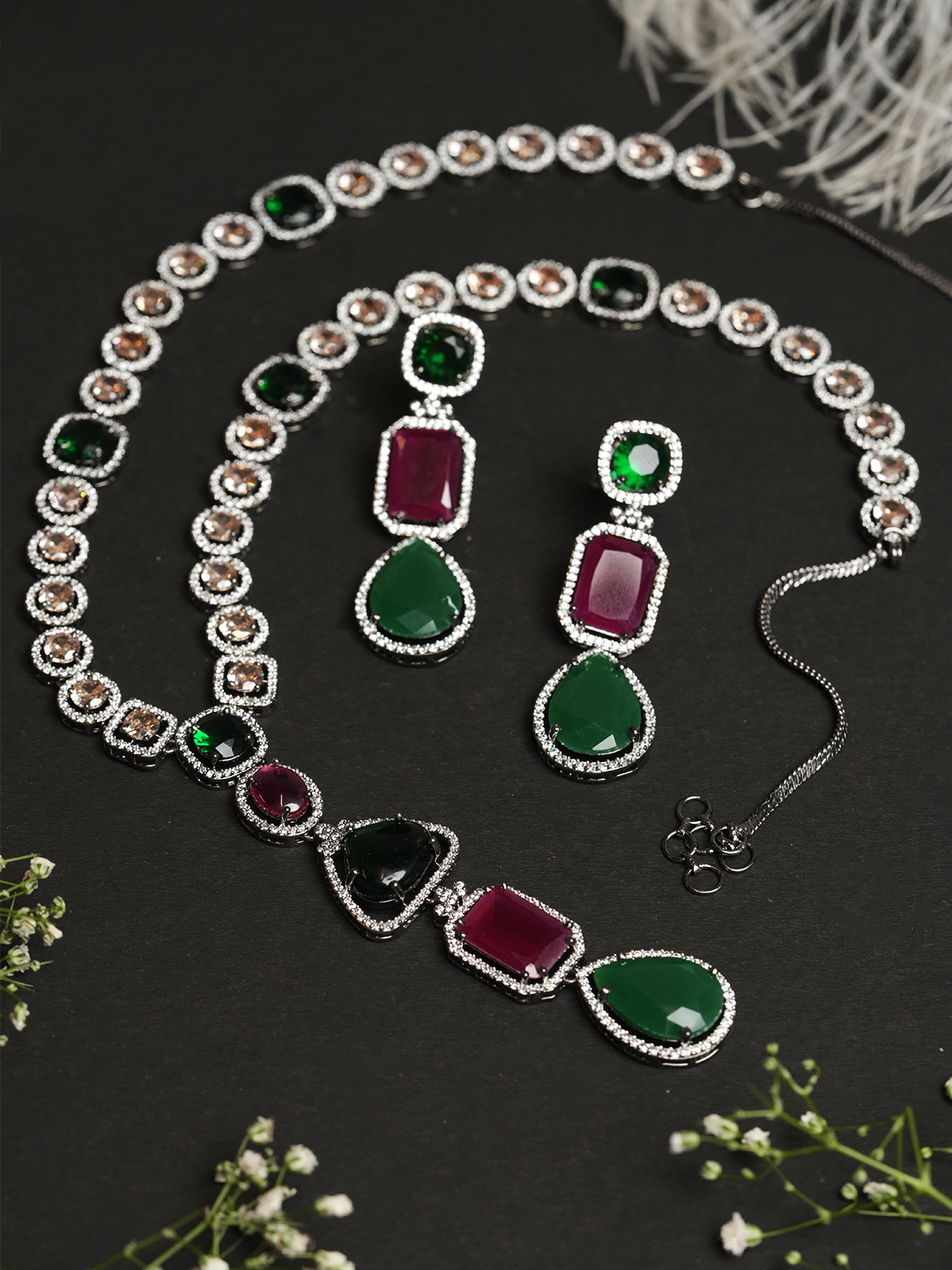 Long Designer Black Polish Necklace
