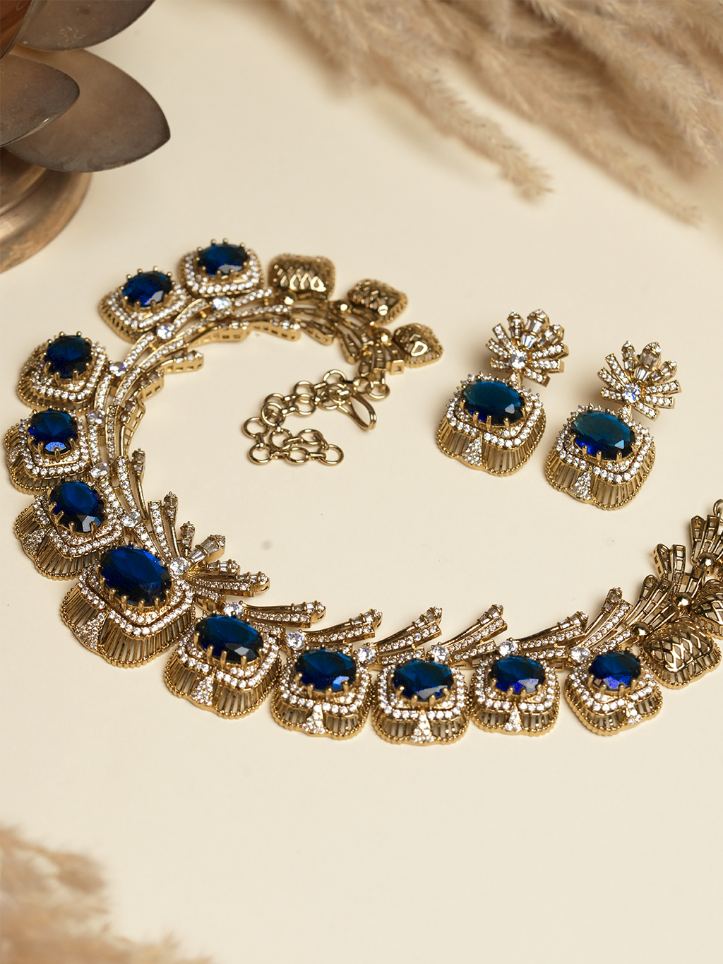 Mehendi Polish Designer AD Necklace Set