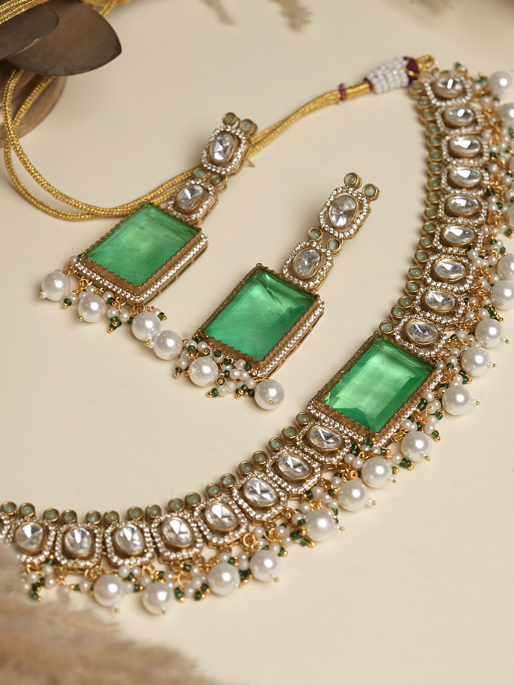 Designer Single Stone Kundan Necklace