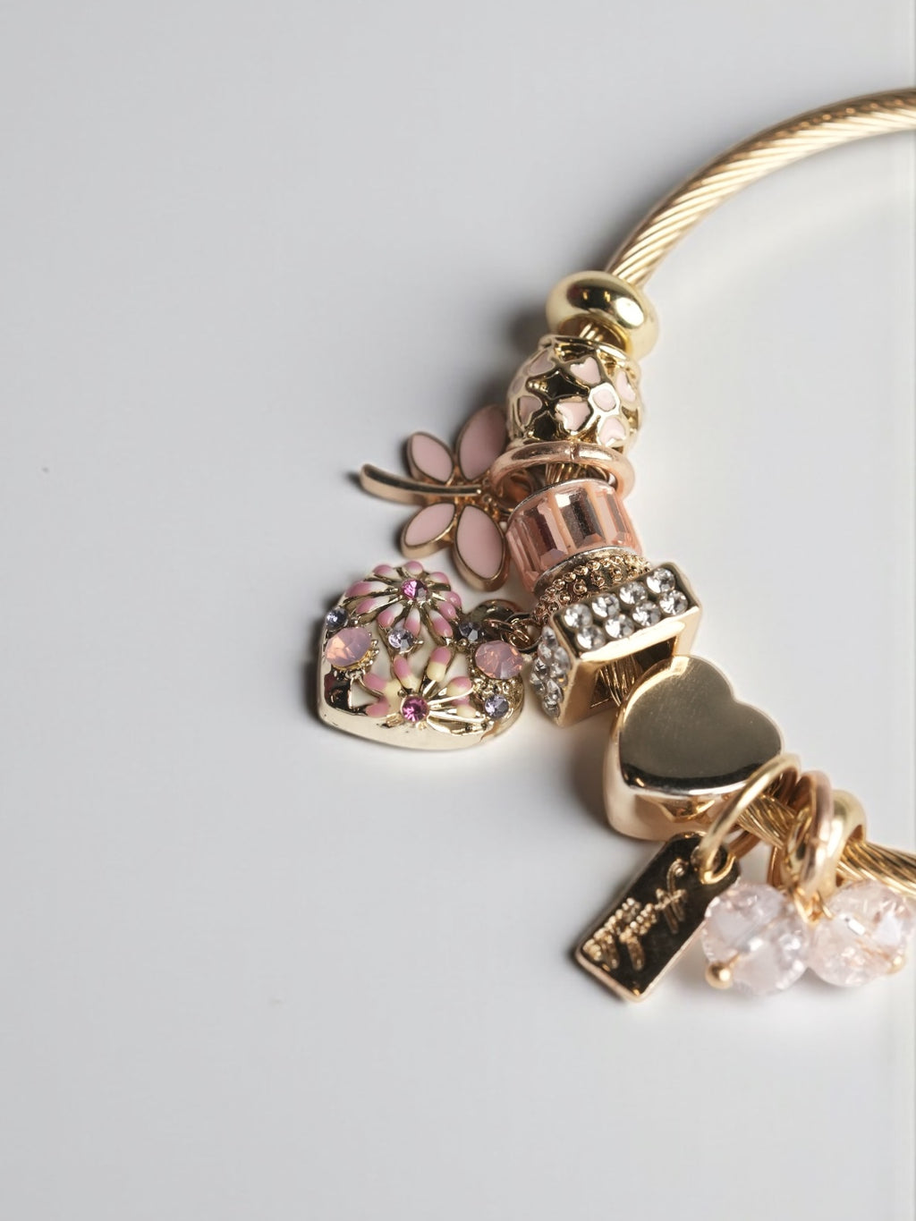 Love Diamond Pendant Open Adjustable Bracelet