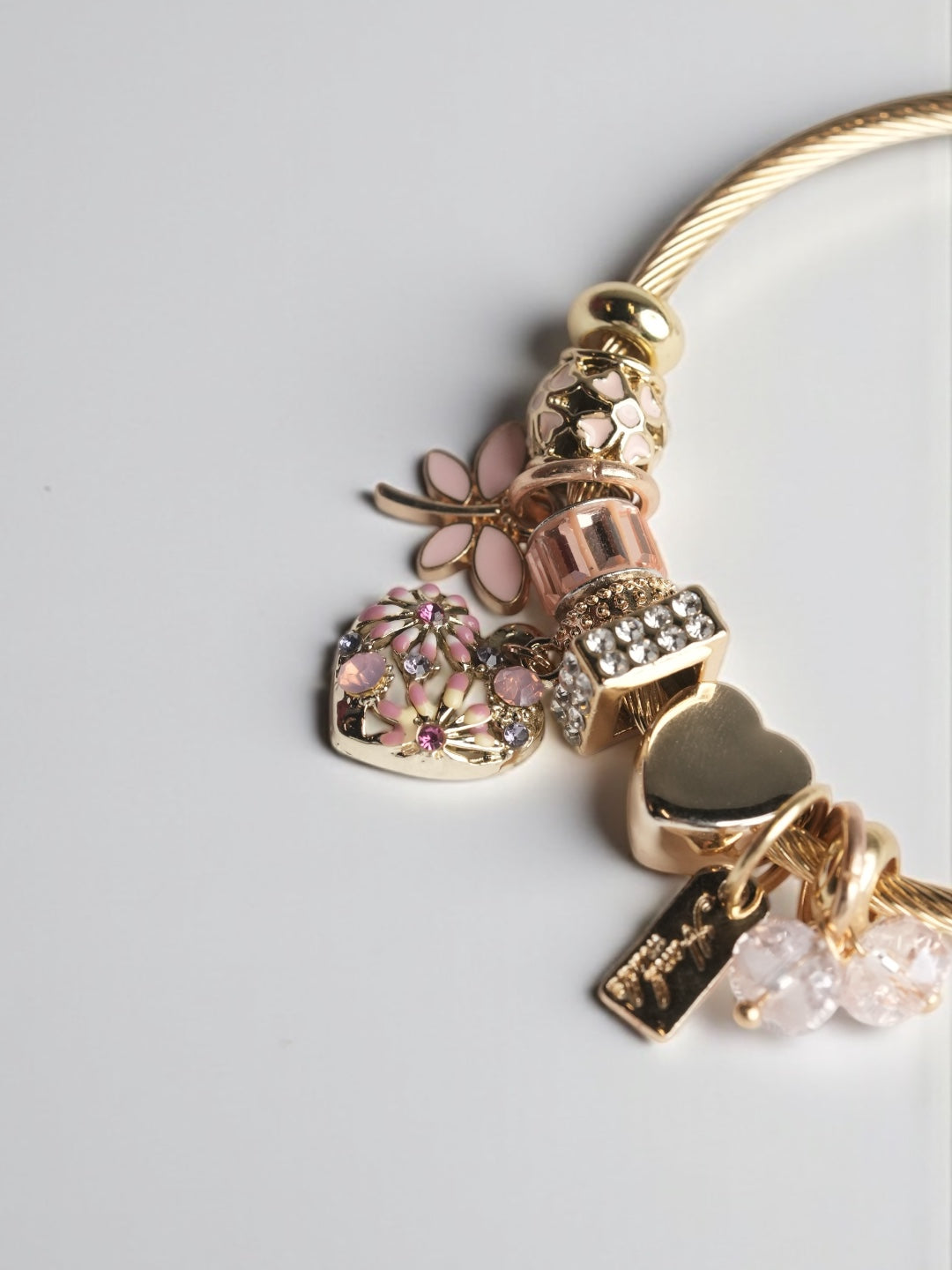 Love Diamond Pendant Open Adjustable Bracelet