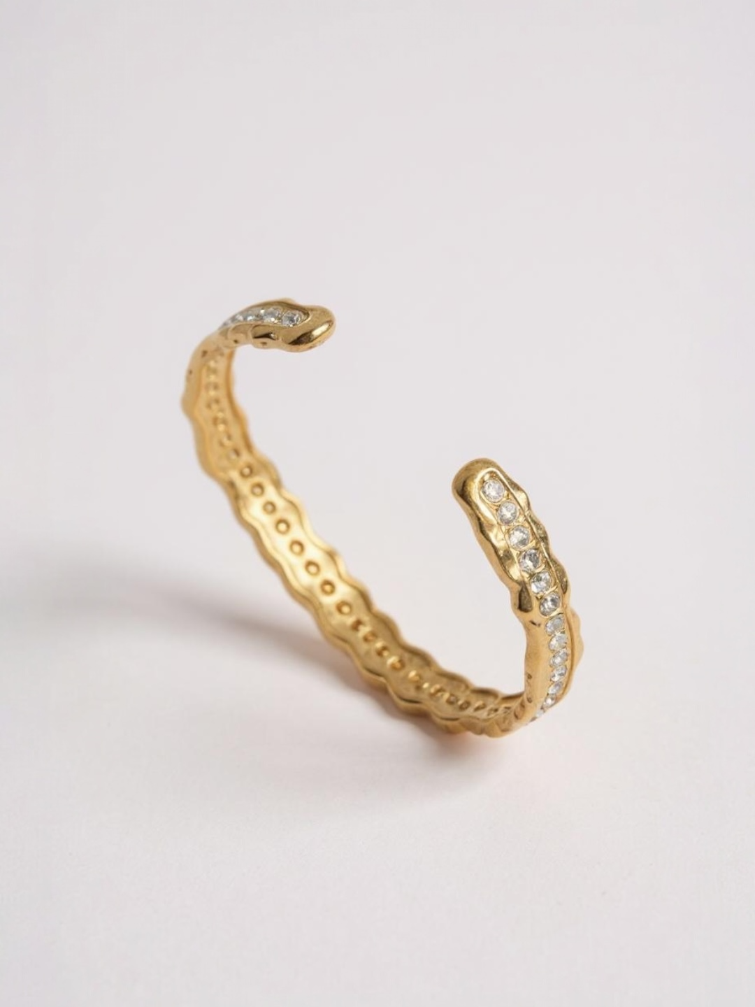 Wave Design with Inlay Rhinestone Opening Bangle