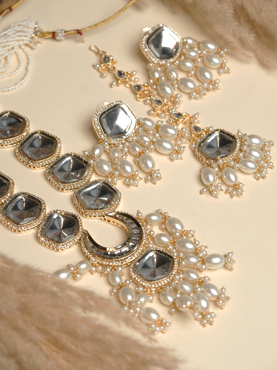 Long White Kundan Necklace